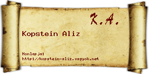 Kopstein Aliz névjegykártya